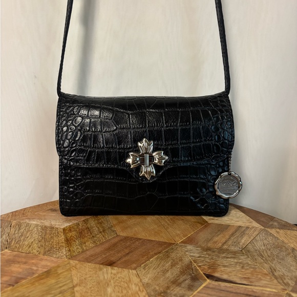 Patricia Nash Handbags - PATRICIA NASH 10th Anniversary Croc-Embossed Leather Crossbody – Black